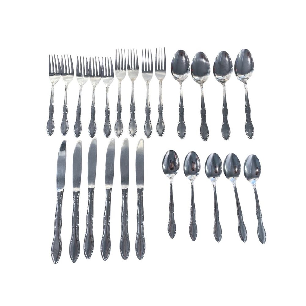 Continental CSS13 Stainless Steel Flatware Set 24 Pieces Silver Finish Classic
